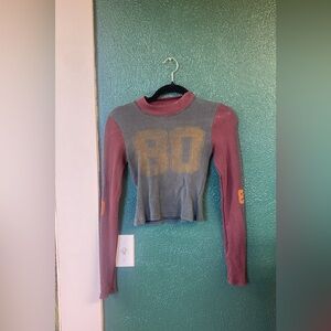 Day dreamer x Free People sz S Colorblock Long Sleeve Top with 80 Graphic